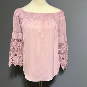 Cato Elegant Pink Off-Shoulder Lace Top size small